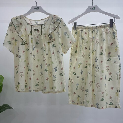 安之伴正品 六十支9088全棉印花小清新女士短袖家居服12521120287