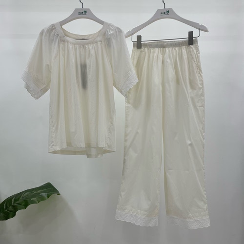 随棉专柜正品26夏季新款100支精梳棉梭织女士一字领家居服DA26048