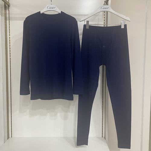 凯撒caser 正品秋冬男士舒柔双面绒超细纤维圆领内衣套装AE80701