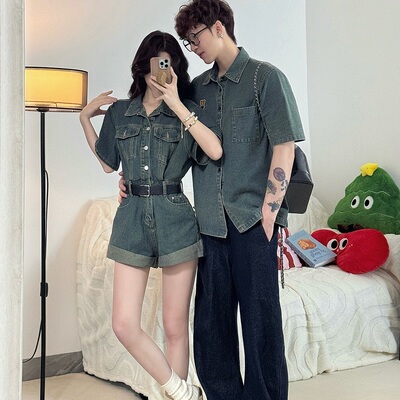 情侣装小众设计韩版短袖连衣裙