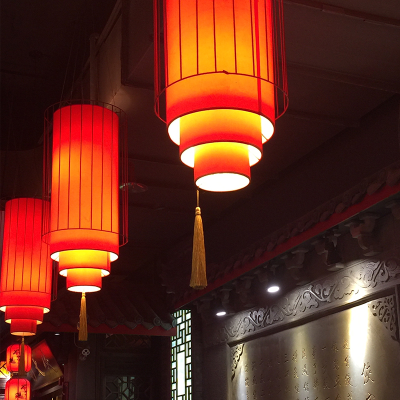 中式火锅店装饰吊灯仿古餐厅饭店过道铁艺长灯笼新中式中国风灯具
