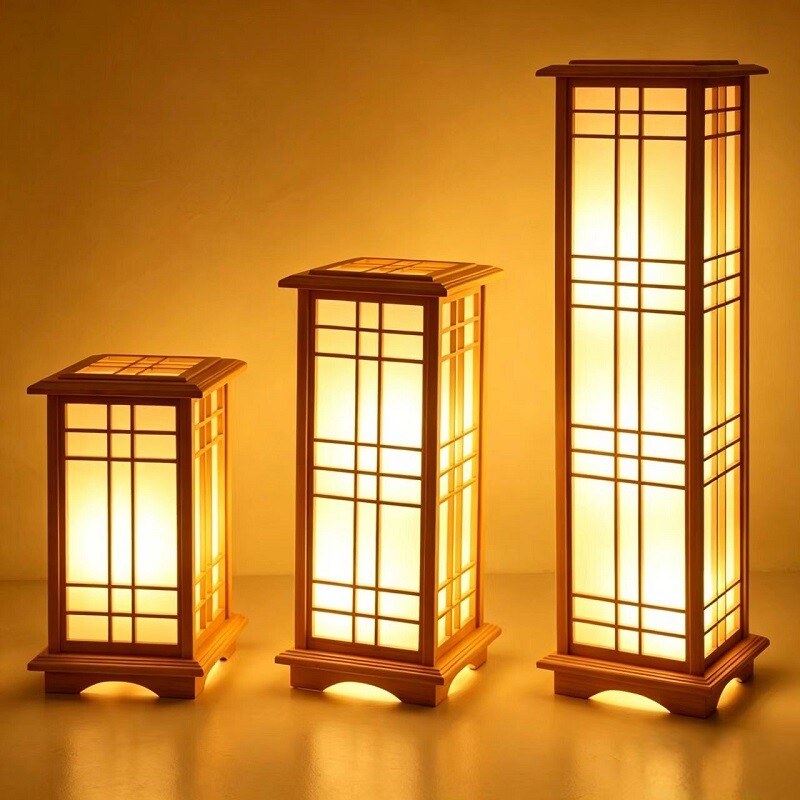 新中式落地灯简约日式木艺榻榻米客厅卧室书房台灯茶室实木灯具