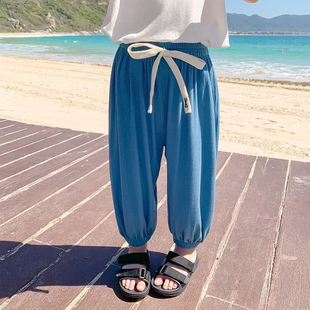 男童冰絲防蚊褲 女童外穿涼感長(zhǎng)褲 夏裝 中小童束腳褲 薄款 兒童抖抖褲