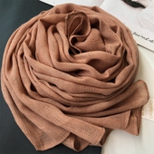 纯色长款 浅咖色驼色围巾女薄款 新款 韩版 百搭亚麻丝巾 棉麻春秋冬季