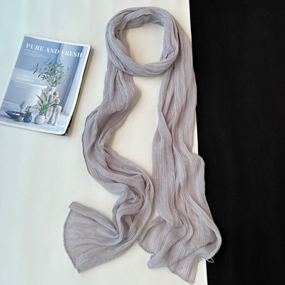 春秋夏季褶皱韩版女长条围巾丝巾