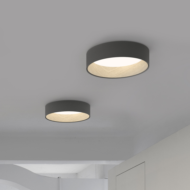 丹麦设计师创意卧室木纹吸顶灯北欧个性侘寂风样板房主卧圆形灯饰