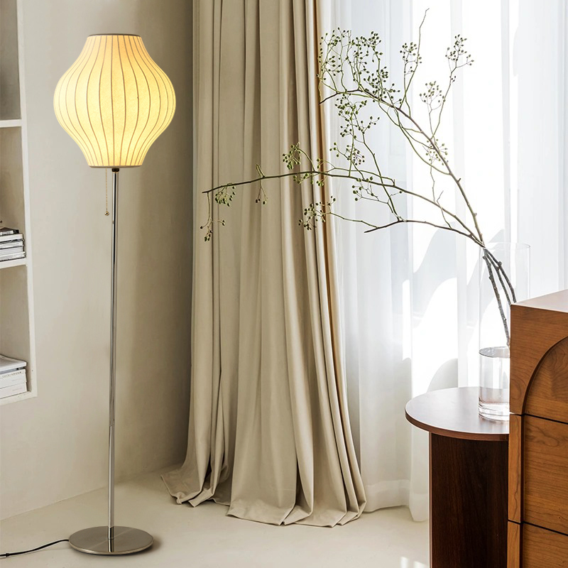 意大利立式灯蚕丝简约民宿复古客厅沙发卧室书房日式侘寂风落地灯