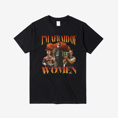 I'm Afraid of Women我害怕女人哥特式时尚圆领短袖健身复古棉T恤