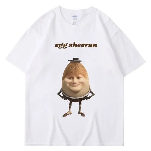 街头服饰搞笑蛋Egg Ed Sheeran图形印花短袖T恤男女个性化棉上衣