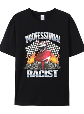 FI赛车短袖t恤美式潮牌印花男女ins潮流bf体恤夏季宽松情侣上衣棉