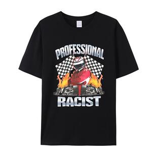 宽松情侣上衣棉 潮牌印花男女ins潮流bf体恤夏季 FI赛车短袖 t恤美式