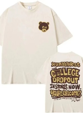 The College Dropout Graphics侃爷T恤男女式嘻哈说唱复古休闲TEE