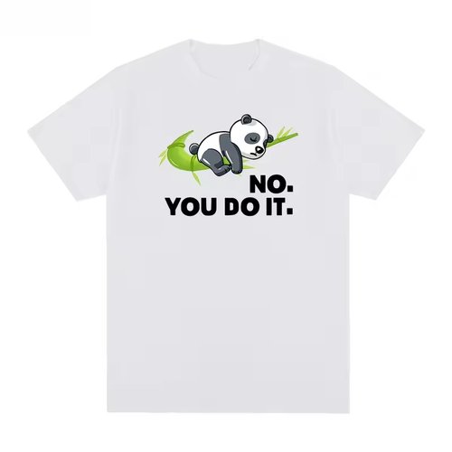Panda NO you do it 熊猫短袖T恤男女我歇会儿你做吧字母情侣上衣