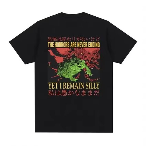 giapponese The shorts Frog Retro Pattern短袖纯棉T恤大学生TEE