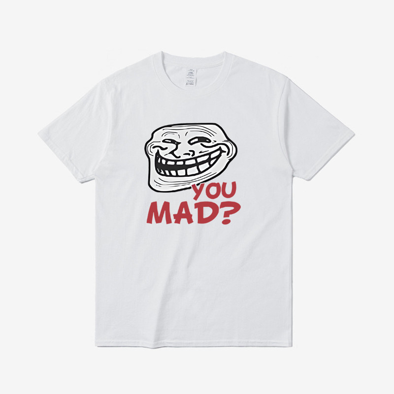 You Mad Troll Face 趣味呆瓜脸巨魔脸时尚圆领夏季纯棉短袖T恤男