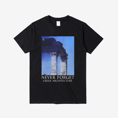 NEVER FORGET GREEK ARCHITECTURE T恤男女夏季时尚透气纯棉短袖