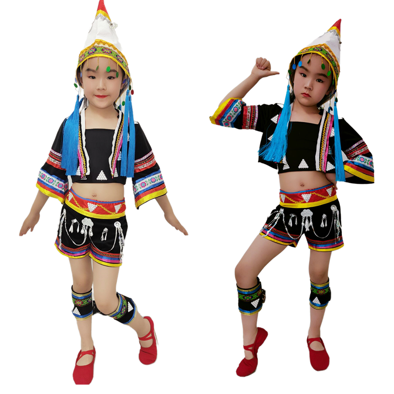 云南哈尼族木屐声声小荷风采快乐阳光女少数民族舞蹈演出服