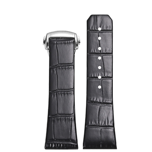 适配欧米茄omg星座双鹰系列凹口表带鳄鱼纹真皮手表带折叠扣男女