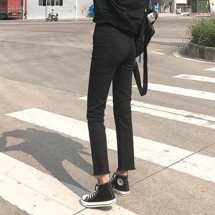 孕妇裤子春秋款外穿直筒牛仔裤冬季加绒加厚八分九分小个子秋冬装