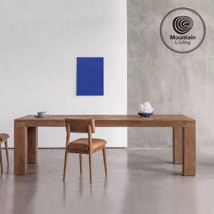 Mountain Living进口老柚木家具纯实木餐桌大长桌中古家庭工作台