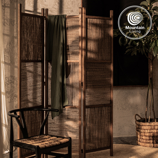 Mountain Living柚木屏风入户正对门客厅隔断折叠移动东南亚中古