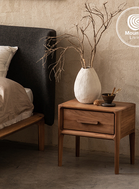 MountainLiving进口柚木家具纯实木床头柜家用主卧中古风精致小型