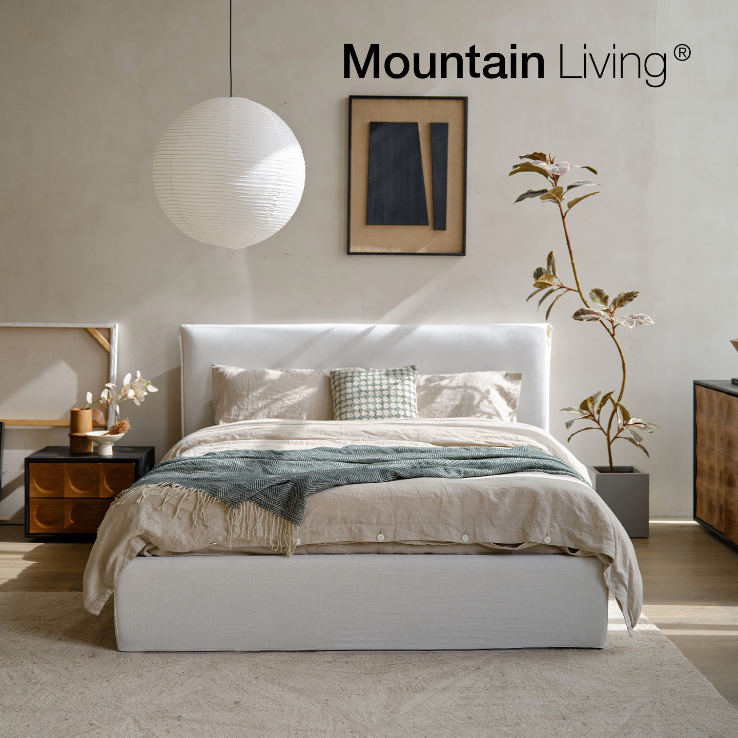 MountainLiving棉亚麻布艺床主卧大床高端大气可拆洗现代简约双人