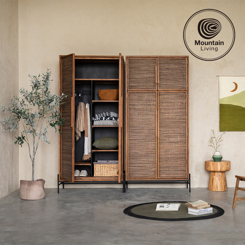 Mountain Living进口老柚木家具实木衣柜成品卧室家用