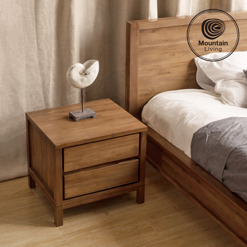 MountainLiving进口柚木家具纯实木床头柜家用卧室中古