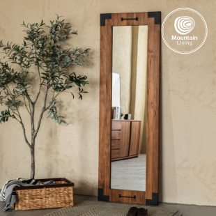 MountainLiving进口老柚木家具实木穿衣镜子全身镜落地镜家用上墙