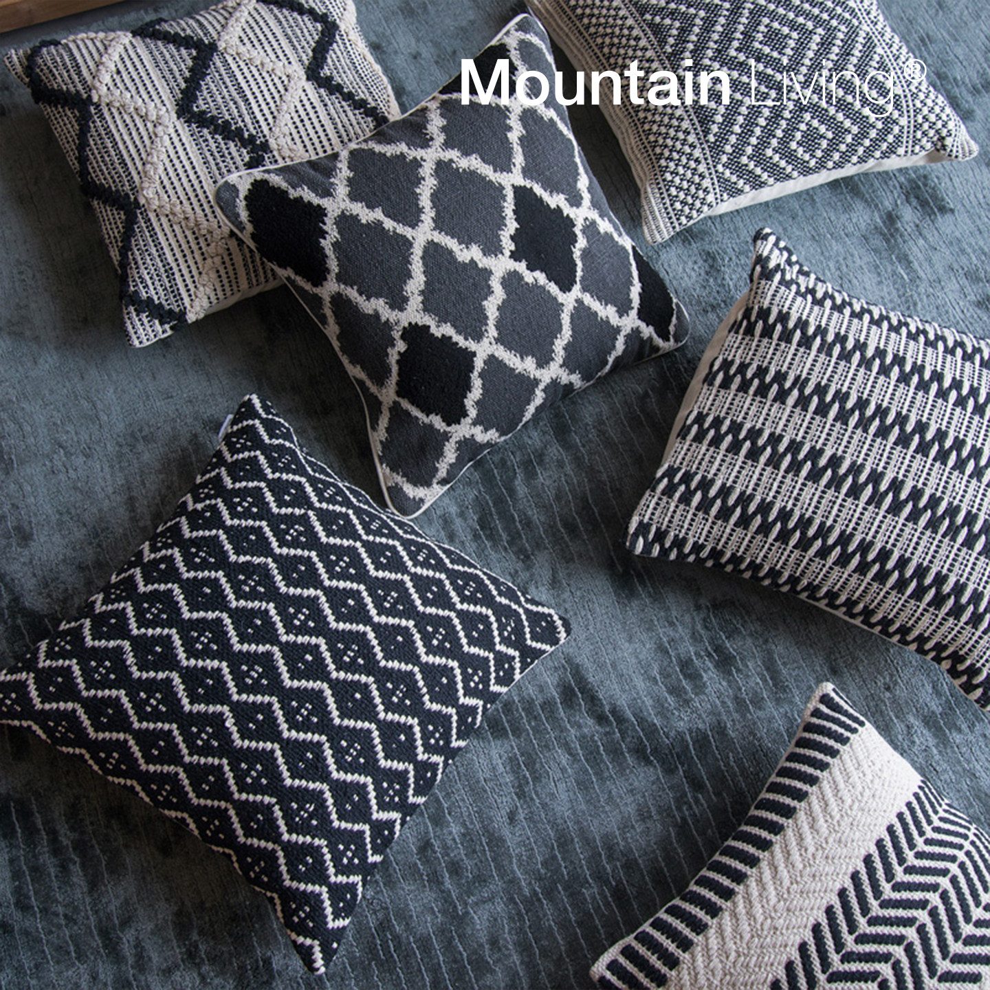 MountainLiving黑白进口北欧手工全棉抱枕套靠垫侘寂靠枕床头腰枕