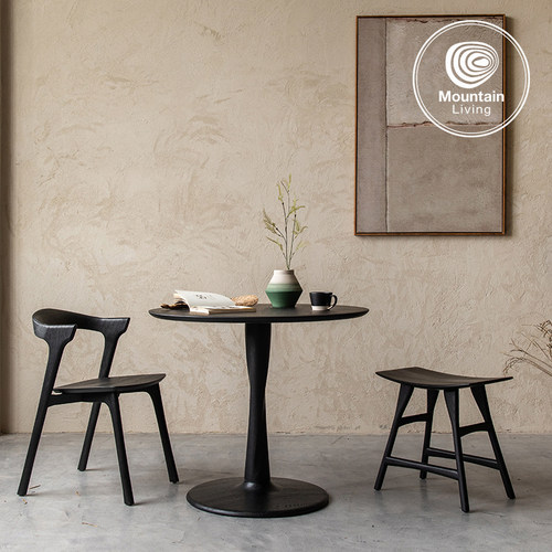 ethnicraft进口白橡木纯实木餐桌圆桌家庭黑色中古风复古家用圆形 - 封面