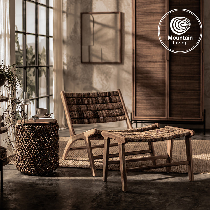 Mountain Living进口老柚木家具单人沙发椅阳台休闲椅