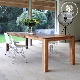 MountainLiving进口柚木家具纯实木餐桌家庭大板长桌可伸缩中古风