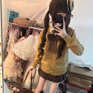 秋冬原创jk制服针织开衫 上衣学院风百搭外套 毛衣女日系校供感长袖