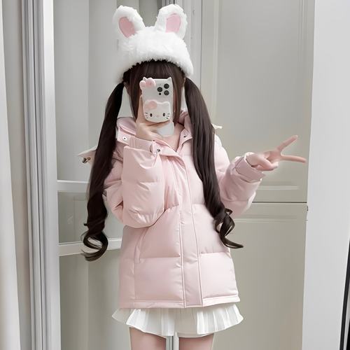 冬季2025新款粉色羽绒棉服女学院风加厚棉衣袄宽松小个子爆款外套
