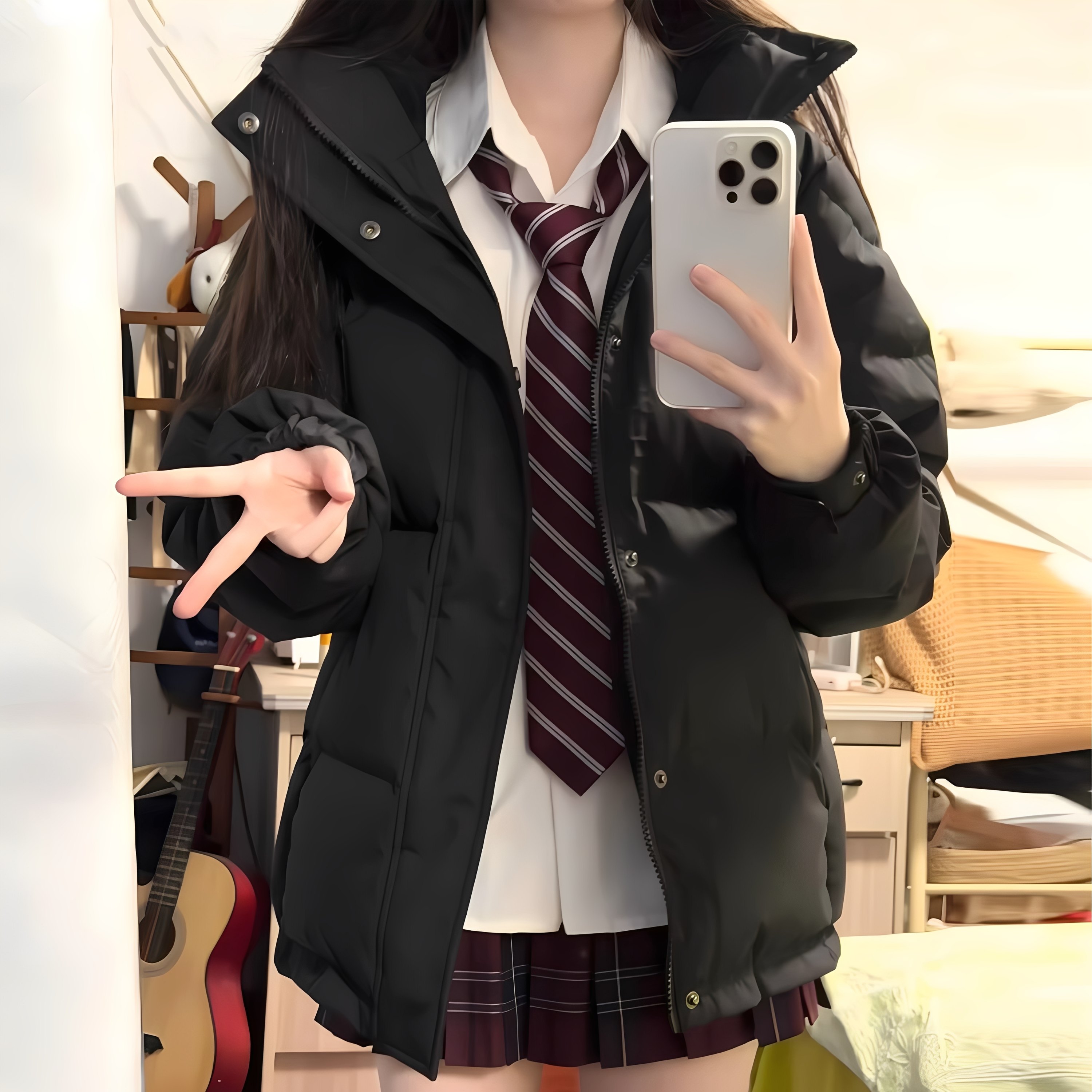 冬季2025爆款黑色羽绒棉服女新款小个子宽松加厚棉衣袄面包服外套