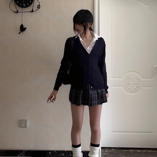 jk制服叠穿针织开衫 上衣学院风百搭外套春秋 毛衣女日系校供感长袖