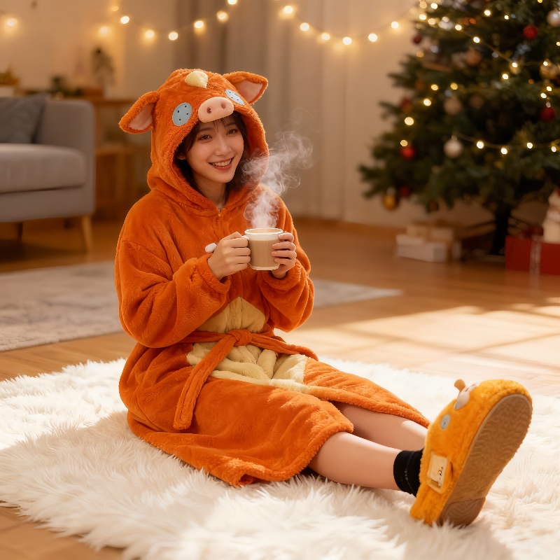 原创波克布林冬睡衣猪猪睡袍超厚珊瑚绒套装塞尔达周边送礼男女款
