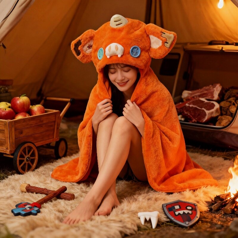 猪猪毛毯披肩珊瑚绒加厚加大塞尔达传说周边秋冬可穿式带帽斗篷毯