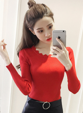 2017秋冬季装新款纯色百搭修身长袖针织衫套头打底女毛衣上衣潮