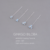 925纯银蓝色鸢尾花耳线高级简约祖母绿耳环时尚 百搭防过敏耳饰ins