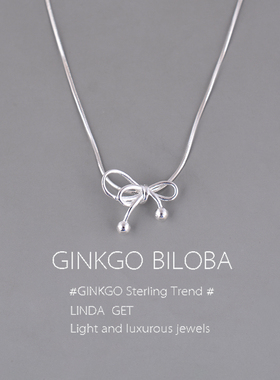 925纯银蝴蝶结项链女2024年