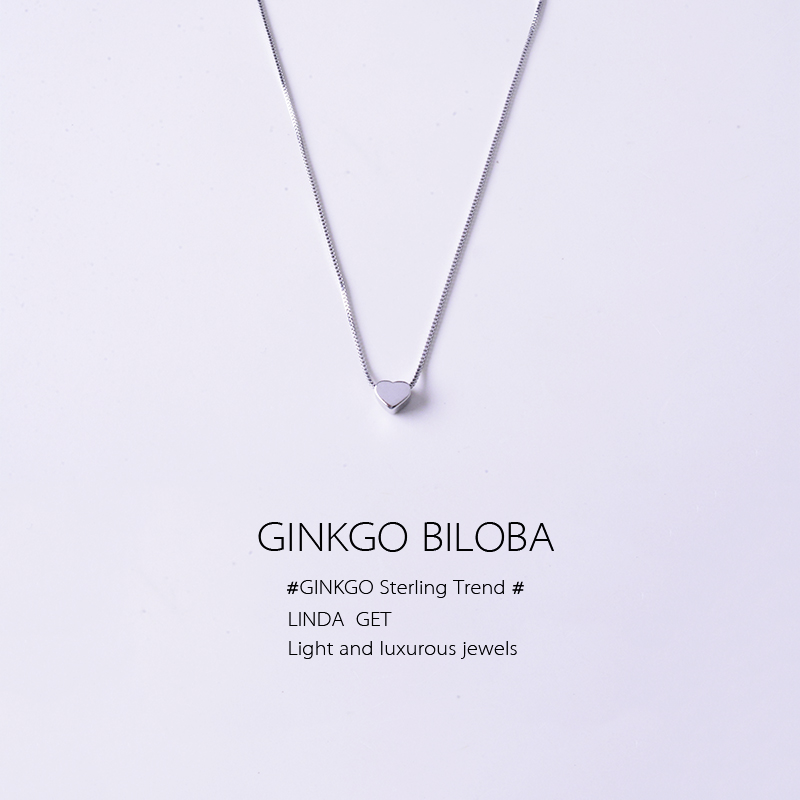 S925纯银项链女ins简约爱心冷淡风锁骨链红色桃心形吊坠小众设计