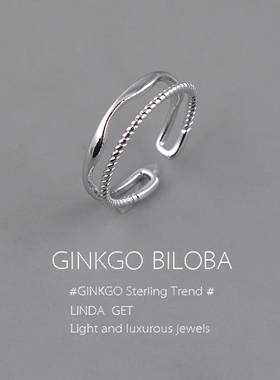 925纯银个性双层戒指女2026新款爆款小众感高开口食指指环潮刻字