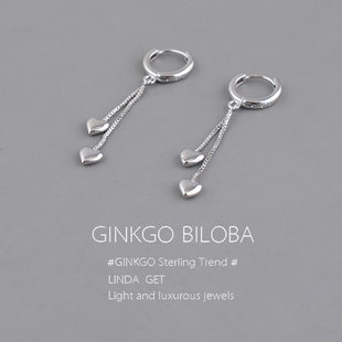 925纯银爱心流苏耳扣2025年新款 桃心耳坠气质简约冷淡风耳环耳饰