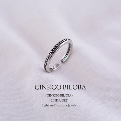 s925纯银复古圆点戒指女简约