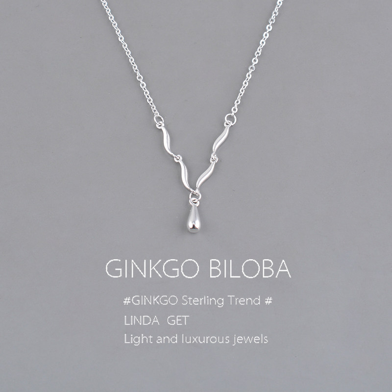 925纯银水滴项链2026新款轻奢小众高级锁骨链简约百搭毛衣链刻字