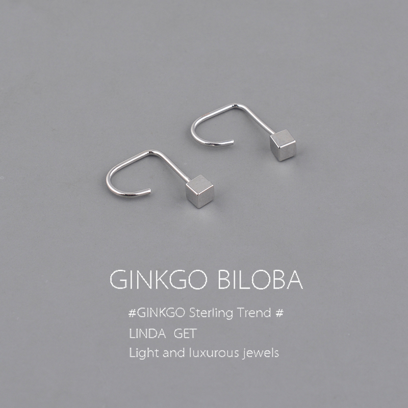 925纯银正方形耳钉小众养耳洞耳环2025爆款高级感轻奢耳饰耳钩ins