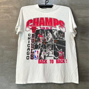 Chicago Bulls潮牌美式篮球运动短袖T恤hiphop复古重磅纯棉T恤衫